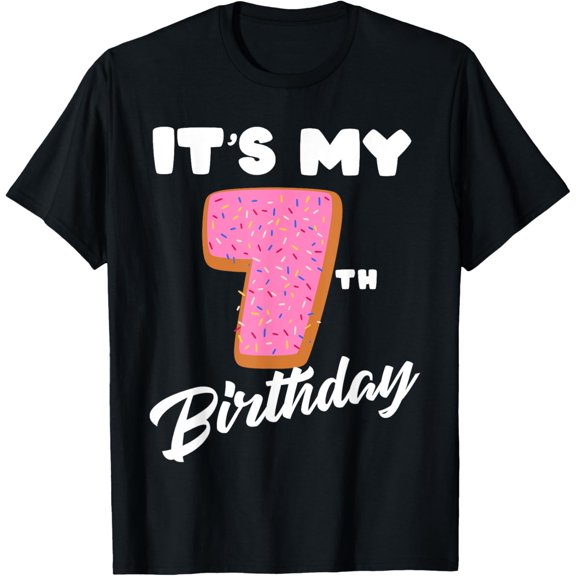 Funny Sweet Donut It's My 7th Birthday 7 Yrs Old Gift Girls T-Shirt