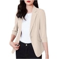 thumbnail image 1 of Veste de Complet Décontractée pour Femmes avec Col à Revers et devant Boutonné, Mélange Léger Polyester-Spandex, Longueur Régulière, Noir, P, 1 of 9