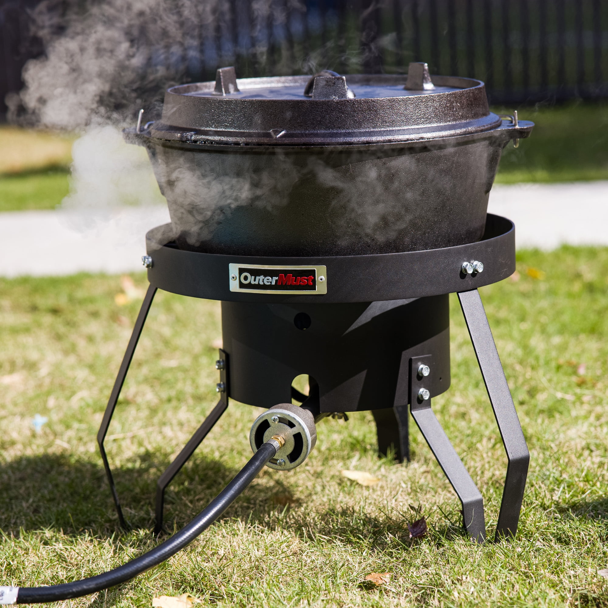 OuterMust 85,000 BTU Outdoor Propane Stove,Heavy Duty Single Burner Round Portable Camping Stove with 10 PSI Regulator