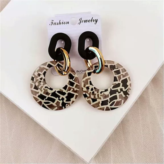 HOOUN Silver Plated Leopard Acrylic Drop Earring Party Geometric Jewelry lab-created-Black