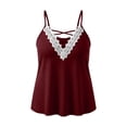 thumbnail image 7 of LEKWK Camisole Tops for Women Plus Size Lace Trim Criss Cross V Neck Tank Tops Spaghetti Strap Loose Fit Comfy Summer Shirts Fashion Going Out Y2K Shirts, 7 of 7