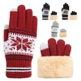 thumbnail image 4 of Baqcunre Warm Gloves, Winter Snowflake Gloves Women's Knitted Plus Velvet Thickened Autumn And Winter Warm Pattern Gloves (Adult Gloves), Knitted Gloves, Heating Gloves, 4 of 4