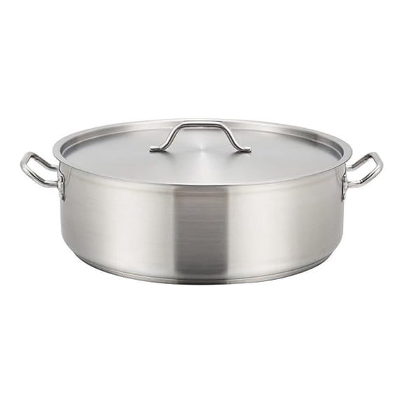 SSLB-15, 15-Quart Stainless Steel Brazier Pan with Cover, Silver