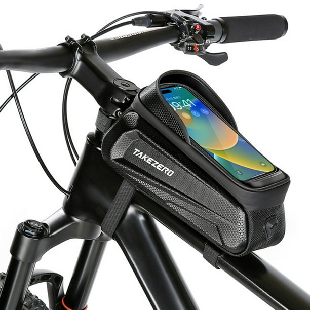 Bolsa de bicicleta Bolsas impermeables para montaje de teléfono de bicicleta, bolsa de tubo superior con marco frontal con pantalla táctil, funda de soporte para teléfono, bolsa de almacenamiento de h