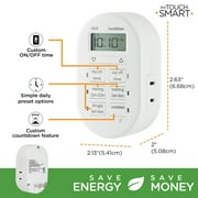 myTouchSmart Indoor Digital Timer, 1 Polarized Outlet, 24hr, Plug-in, White, 0 Amps