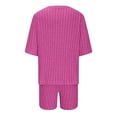 thumbnail image 4 of QUYUON 2 Piece Shorts Set for Women Shorts Pajama Set Sleepwear Lounge Sets Elbow-Length Short Sleeve Crew Neck Tops Short Pants Sets Two Piece Outfits Loungewear C-Hot Pink XL, 4 of 7