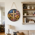 thumbnail image 4 of America Wooden Hanging Sign Patriotic Round Wall Decor For Home And Porch, 4 of 6