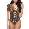 thumbnail image 2 of Picia Colorful Owl Tattoo Art Womens One Piece Swimsuits Modest Tummy Control Bathing Suits Lace Up Slimming Swim Suit-Large, 2 of 9