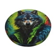 thumbnail image 2 of Round Bar Stool Seat Covers, Realistic Style Wolf Warrior Elastic Round Chair Cover Stool Seat Slipcover Bar Stool Cushions Round Pad for 12-14 inch, 2 of 7