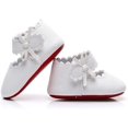 thumbnail image 6 of Baby Girls Ballet Dress Shoes - Mary Jane Soft Sole Sidebow Toddler Moccasins, 6 of 7