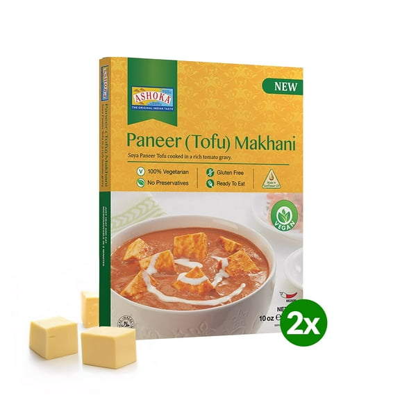 Ashoka Meals 1932, Tofu Curry, Plant-Based Gluten Free Meals, All-Natural, Ready to Heat Paneer Makhani, Kosher Certified, Authentic Indian Cuisine, Healthy Work Lunch, No Preservatives, Pack of 2