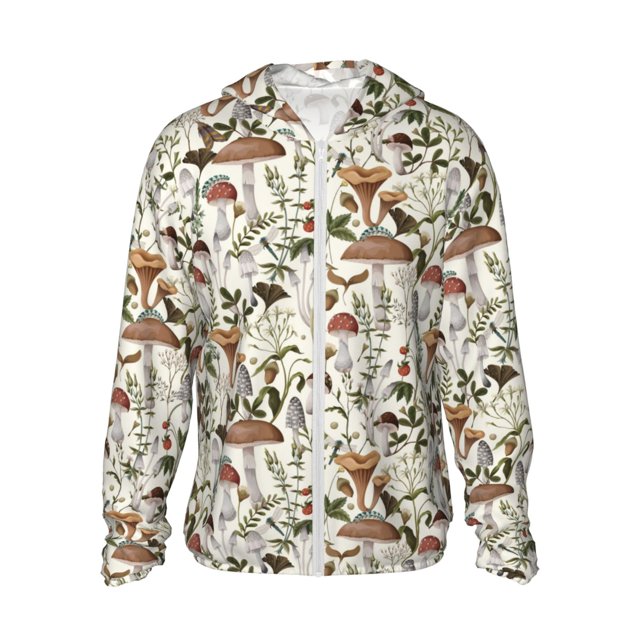 Balery Mushroom Garnish Sudadera ligera de manga larga con capucha y protección solar UPF 50+ para hombre y mujer, ideal para pesca y running-XX-Large