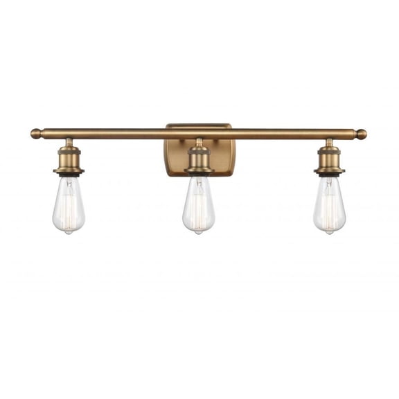 Innovations 516-3W-BB-LED Bare Bulb 3 Light Bath Vanity Light part of the Ballston Collection, Brushed Brass