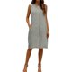 thumbnail image 1 of Vestido de Verano de Mujer con Bolsillos sin Mangas Cambio de Lino de Rodilla Vestido de Verano Casual Bolsillos Laterales de Tela Transpirable Colores Versátiles, 1 of 9
