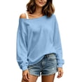 thumbnail image 5 of Diufon Off Shoulder Sweatshirt for Women Long Sleeve Drop Shoulder Pullover Tops Soft Comfy Fall Winter Warm Sweatshirts, 5 of 9