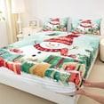 thumbnail image 3 of jejeloiu Kawaii Xmas Snowmen Twin Sheet Sets,Merry Christmas Gifts Twin Fitted Sheet,Happy New Year Flat Sheet For Teens,Lightweight Room Decor,3pcs, 3 of 7