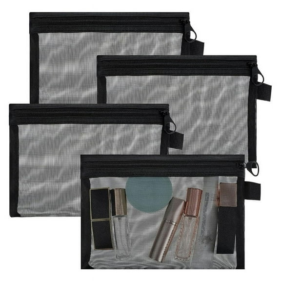 4pcs Mini Mesh Zipper Bags,Mesh Pouch Small Bags Nylon Makeup Bag for Home Office