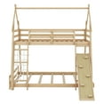 thumbnail image 4 of Euroco Twin over Queen Bunk Bed with Climbing Nets and Ramp for Kids Bedroom, Natural, 4 of 13