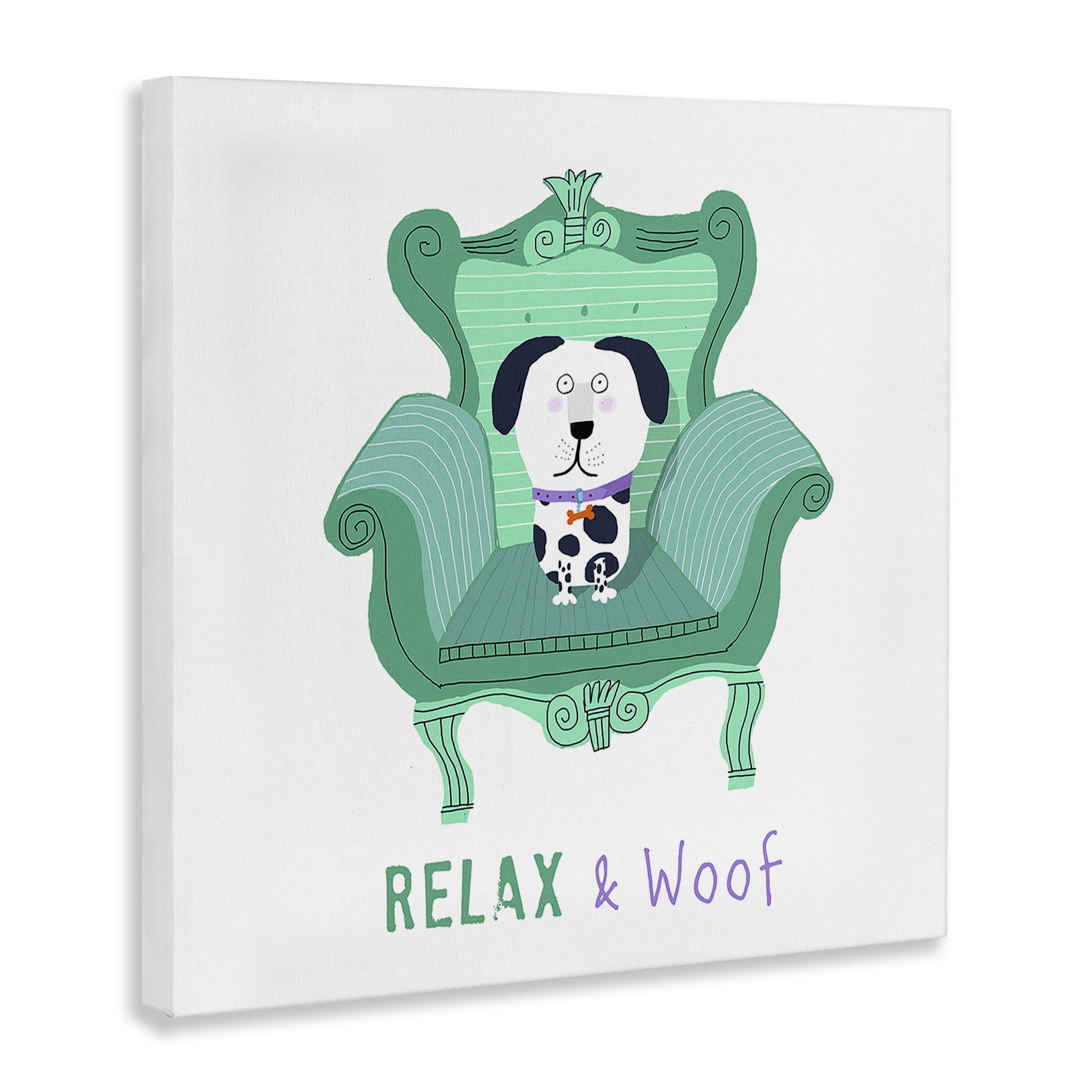 Stupell Industries Relax & Woof Cat Furniture Painting Wrapped Canvas Art Print Wall Art, 30 x 30