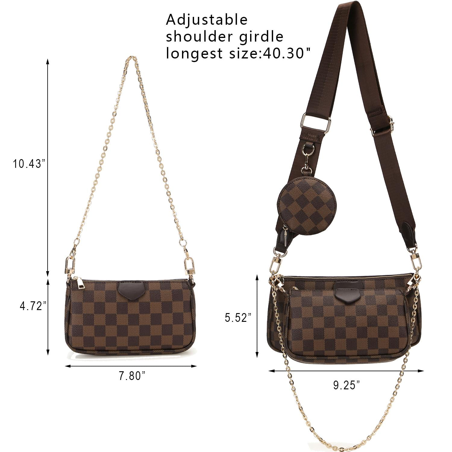 Crossbody Bags for Women Trendy Purse Coin Pouch Tan Black Pochetthe  Handbags Including 3 Size bags 