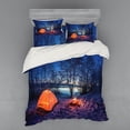 thumbnail image 2 of Ambesonne Forest Bedding Set 3 Pcs, Night Camping Adventure, Twin XL, Blue Orange, 2 of 3