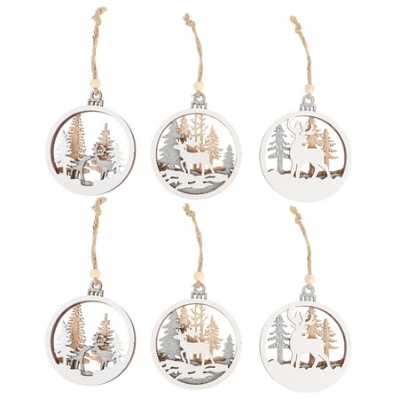

6Pcs Wooden Hanging Decor Christmas Hanging Pendant Hollow-out Pendants Kit