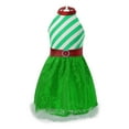 thumbnail image 3 of DPOIS Kids Girls Christmas Costume Halter Sleeveless Striped Ballet Dance Dress Green 6, 3 of 7
