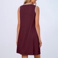 thumbnail image 4 of Women's Casual Dresses Sleeveless Mini Sundress Summer Crewneck Tank Loose Beach Short Dresses Burgundy, 4 of 9