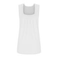 thumbnail image 4 of CLOISE Tank Tops for Women White Summer Square Neckline Loose Casual T Shirts Fashion Comfy Sleeveless Solid Fold Pleated Breathable Soft Blouse 6XL, 4 of 5