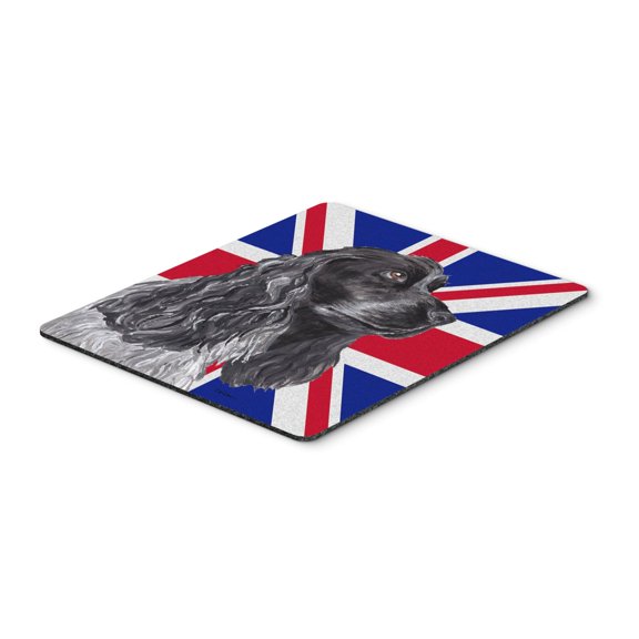 "Black Cocker Spaniel with English Union Jack British Flag Mouse Pad Hot Pad or Trivet"