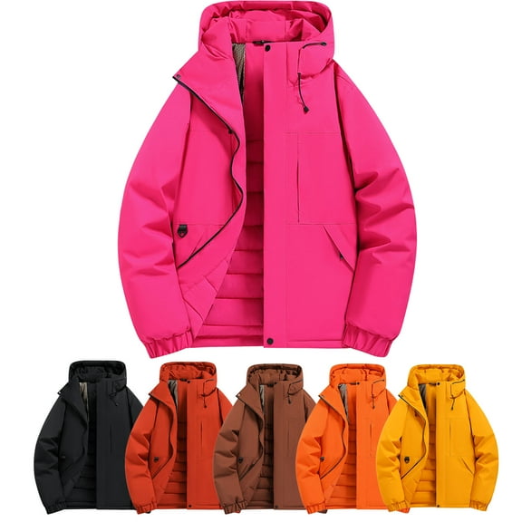Dgankt Winter Coats for Men Men's Winter Ski Snow Jacket Solid-Color Mountain Hooded Zip-Up Waterproof Windproof Jacket/Coat