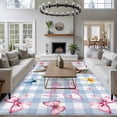 thumbnail image 3 of 6'x9' Area Rugs, Easter Bunny Indoor Outdoor Area Rug for Living Room Bedroom, Cute Rabbits Spring Daisy Flowers Blue Plaid Washable Bathroom Rugs Kitchen Floor Carpet Mats Home Decor Aesthetic, 3 of 8
