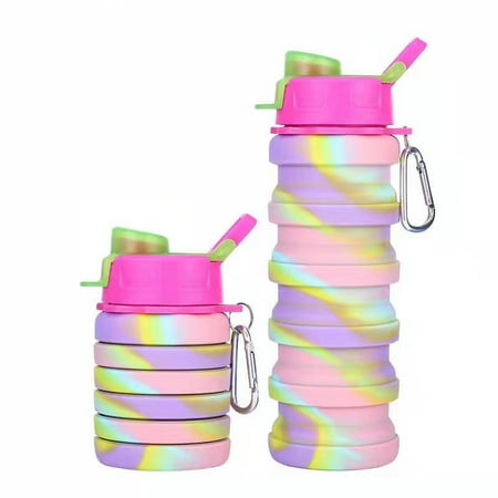 

Silicone Foldable Water Bottle For Sports Reusable Leakproof Water Bottle With Carabiner