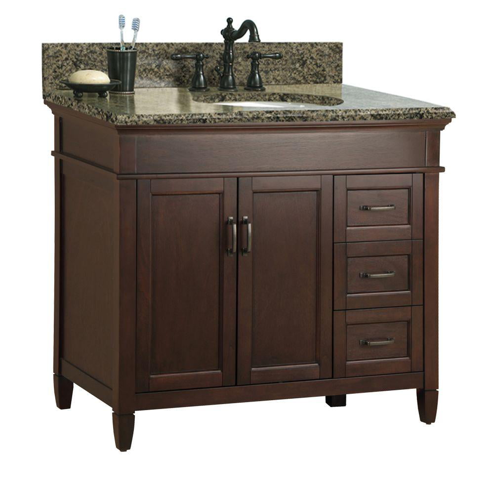 Ashburn 37 In W X 22 D Vanity With, Bathroom Vanity Drawers On Right