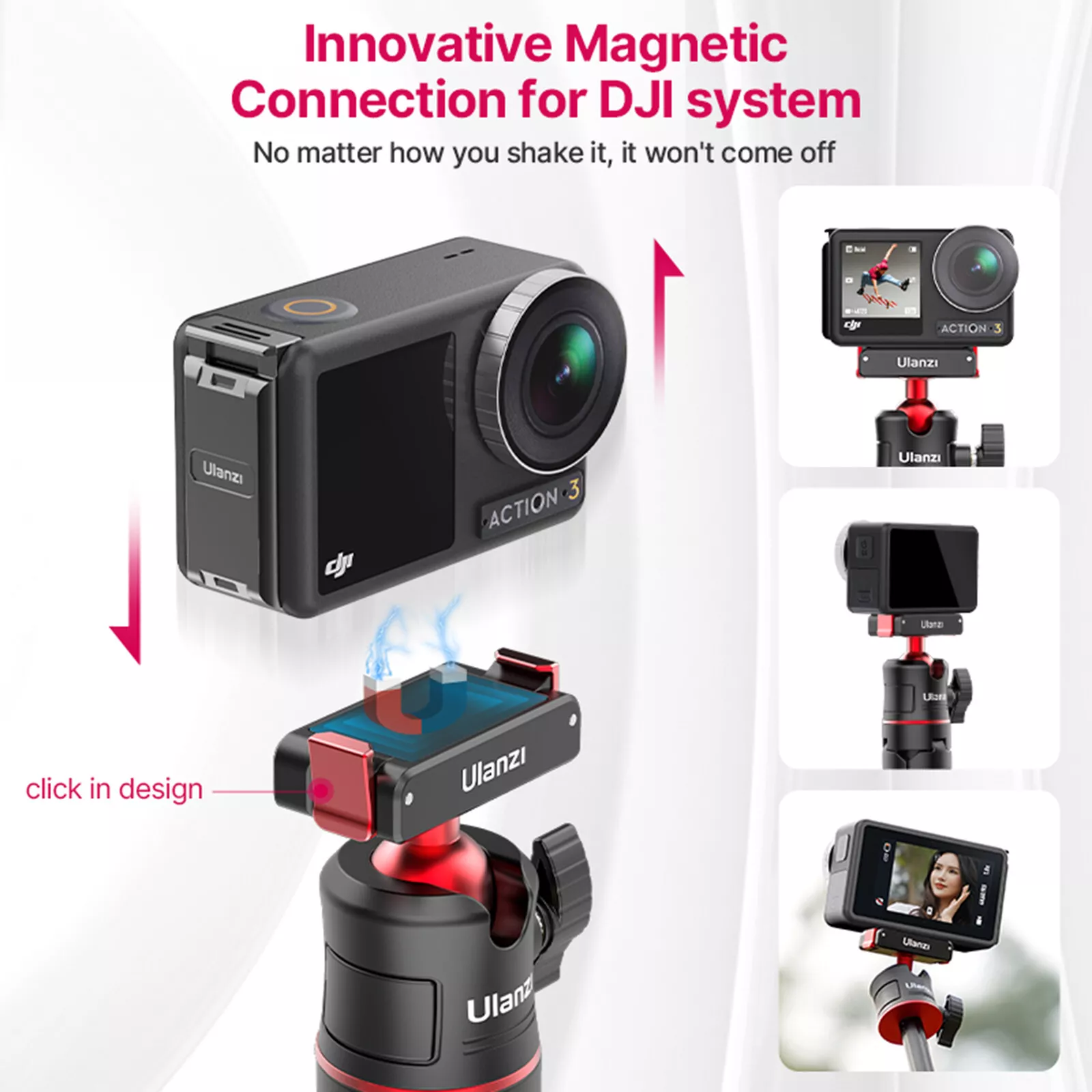 Ulanzi MT-50 Extendable Magnetic Tripod for DJI Osmo Action 3/4 – Portable & Versatile Tripod for Content Creators