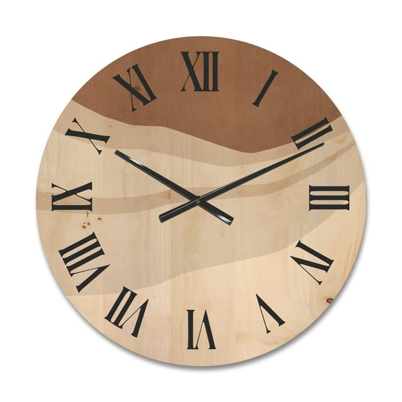Designart 'Ivory and Terracotta Shapes with Scuff Effect' Modern Wood Wall Clock
