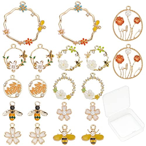 1 Box 24Pcs 6 Style Fairy Tale Charms Enamel Fairy Charm Bulk Angle Wings  Alloy Flower Bees Mushroom Rose Charm for Jewelry Making Charms DIY  Bracelet Necklace Earring Crafting Supplies 