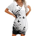 thumbnail image 1 of WILLBEST Robe Évasée Femme Été Décontractée Imprimé Floral Col en V Épaules Dénudées Manches Robe Imprimée Été, 1 of 3