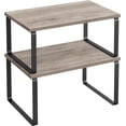 thumbnail image 1 of Cabinet Organizer Shelf, Set of 2 Kitchen Counter Shelves, Kitchen Storage, Spice Rack, Stackable, Expandable, Metal and Engineered Wood, Ink Black and Heather Greige UKCS020X02, 1 of 7