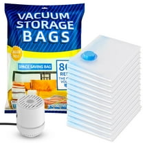 Onekawa 12-Pack Vacuum Storage Bags Set - Space-Saving Travel Solution with Pump for Clothes, Blankets, and Bedding