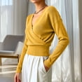 thumbnail image 4 of Womens Soft and Warm Knit Tops Solid Color Collar Waist Cinched Top Date Night Outfit, 4 of 5