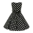 thumbnail image 2 of IBTOM CASTLE Kids Girls 50s Vintage Polka Dot Casual Dress Swing Rockabilly Prom Party Dresses Audrey Wedding Formal Cocktail Evening Gown 5-6 Years Black, 2 of 8