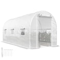 thumbnail image 2 of Outsunny 14.6'x6.5'x6.6' Hoop House Greenhouse with 2 Support Rods, Zippered Roll-up Mesh Door, Walk-in Tunnel Greenhouse with PE Cover, White, 2 of 9