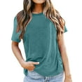 thumbnail image 2 of Conairie Womens Short Sleeve T Shirts Casual Loose Crew Neck Tunic Tops Solid Classic Elegant Lightweight Basic Blouses Vacation Clothes Green XXXXL, 2 of 4