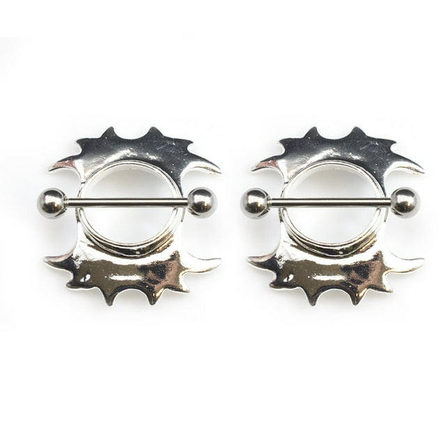 Paire de Boucliers de Mamelon Design Tribal 14G en Acier Chirurgical
