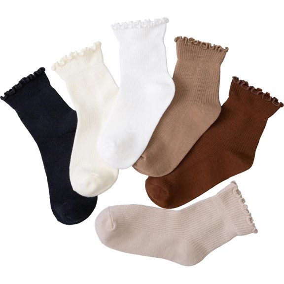 Women's Ruffle Ankle Socks – 6 Pairs Soft Cotton, Cute Frilly Trim, Breathable and Comfy for Everyday Wear