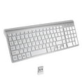 thumbnail image 1 of Teclado inalámbrico delgado de 2,4 G con receptor USB silencioso para escritorio, teclado numérico ligero y amplia compatibilidad. Blanco plateado, 1 of 9
