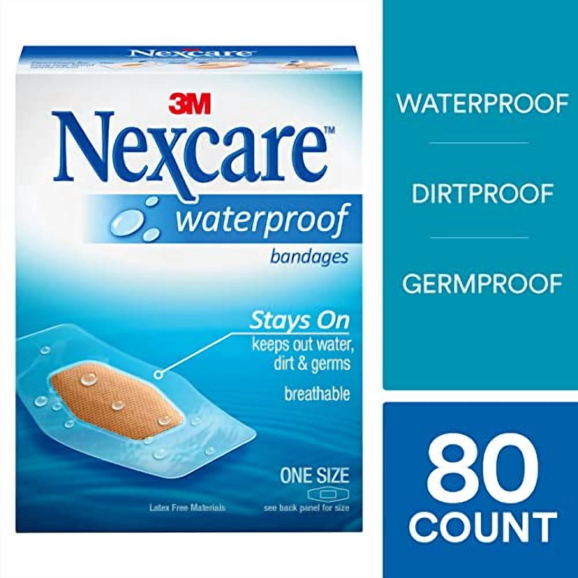 Nexcare Waterproof Clear Bandages, Germproof, 20 Count Packages (Pack of 4)