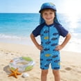 thumbnail image 7 of lnmuld Boys 2 Piece Cartoon Pattern Hooded Rash Guard and Trunks Swim Set Size:3-4 Years, 7 of 7