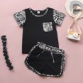 thumbnail image 4 of Vedolay Toddler Girl Short Set Girl's 2 Piece Outfits Floral Print Tie Neck Halter Top and Shorts Set,Black 3-4 Years, 4 of 5
